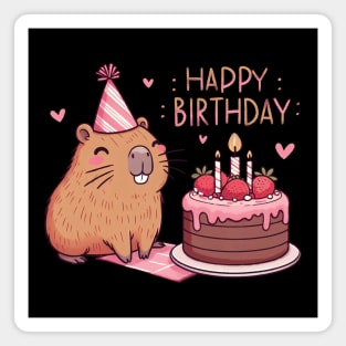 Capy Birthday Capybara Kawaii Magnet